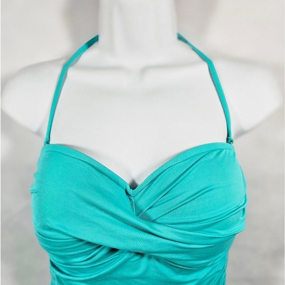 La Blanca Women's Blue High Back Ruching One Piece Swimsuit - Picture 2 of 8